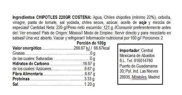 La Coste?a pimientos chipotle 230g