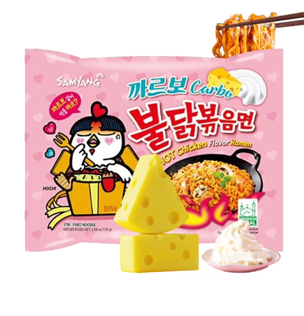 Buldak Carbonara picante 700g -Pack 5 ramen Coreano