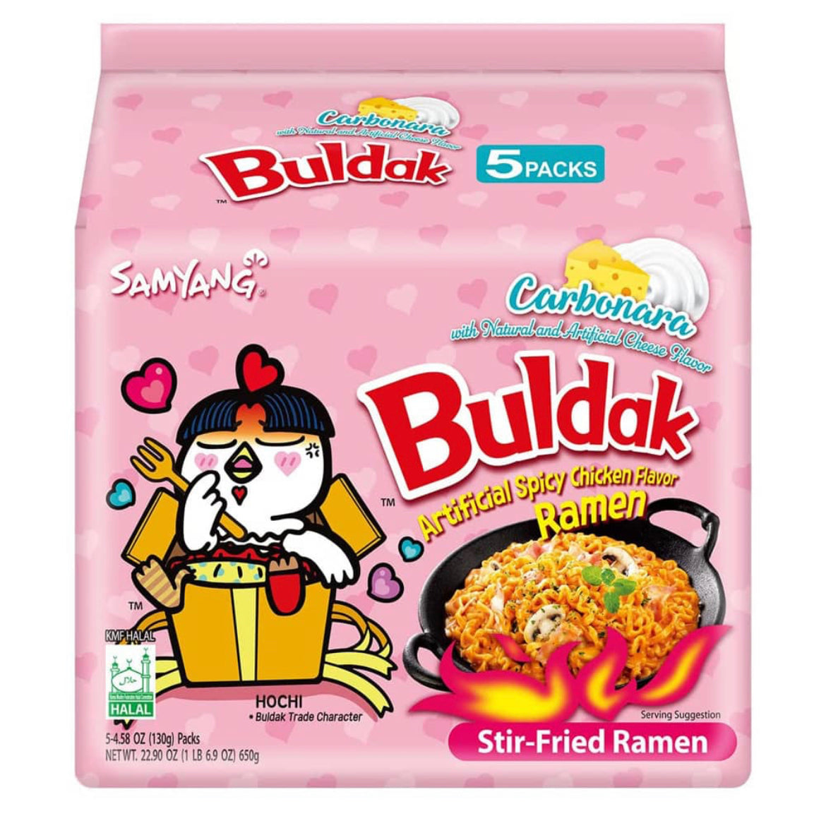 Buldak Carbonara picante 700g -Pack 5 ramen Coreano