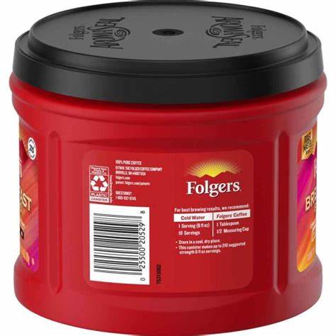 Folgers Breakfast Blend Mild Net Wt 22.6 OZ (1 LB 6.6 OZ) 640g