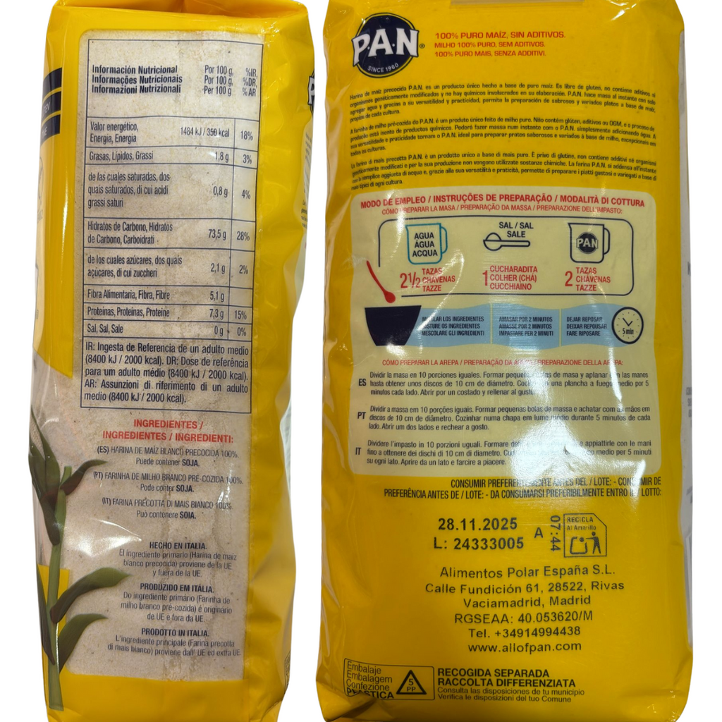 Pack Harina Pan Maíz Blanco y Amarillo - 1kg cada una