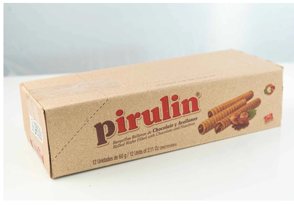 Pirulin barquillo rellenos de delicioso chocolate y avellana Cremoso, Crujiente,  66g- bandeja