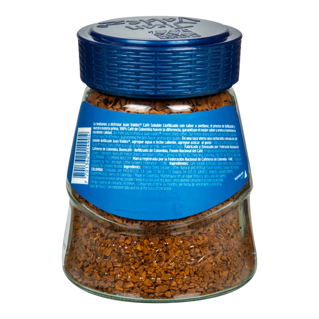 Juan Valdez café avellana liofilizado 95g