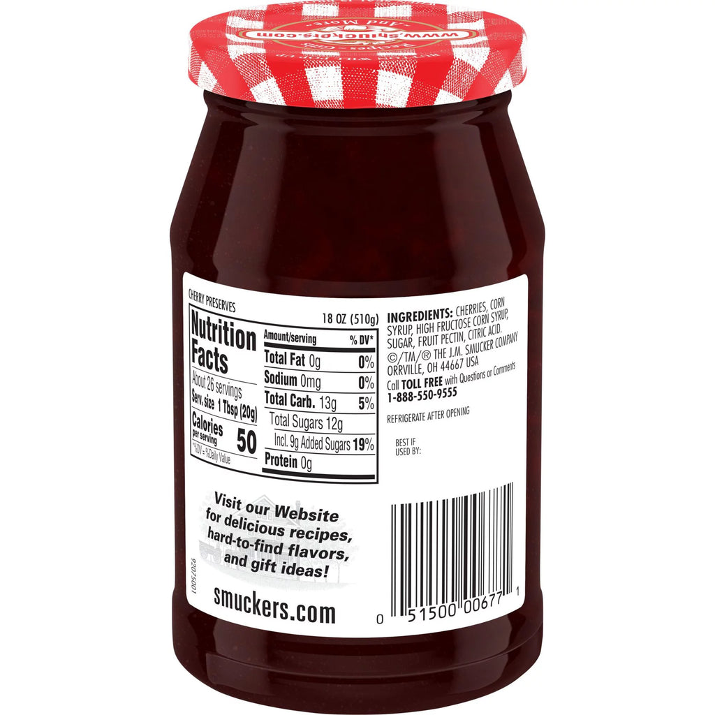 Smucker´s cherry preserves Net Wt 18 Oz 510g