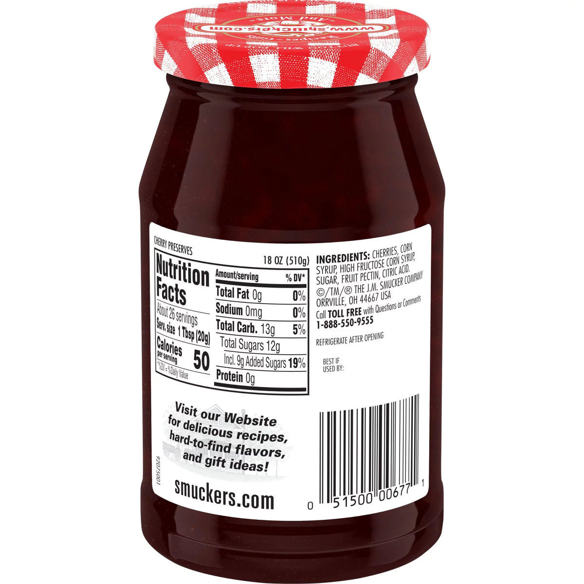 Smucker´s cherry preserves Net Wt 18 Oz 510g
