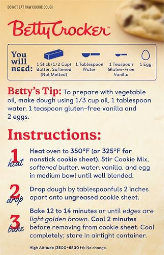 Betty Crocker Gluten Free Chocolate Chip Cookie Mix 538g