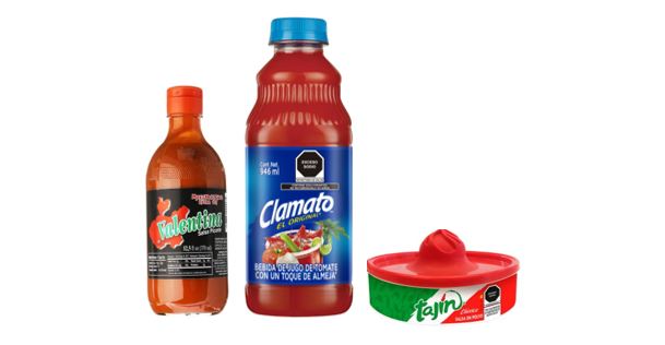 Combo Michelada: Clamato 940 ml + Tajín escarchador + Valentina negra 370 ml