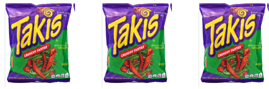 Takis Crunchy Fajitas Net Wt 3.25 OZ (92.3g) x3