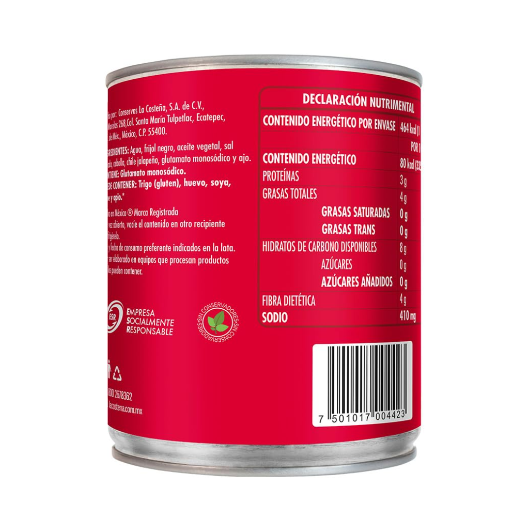 Frijoles Negros Refritos La Costeña 580gr