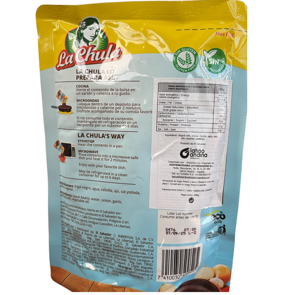 La Chula Frijoles negros volteados 400g