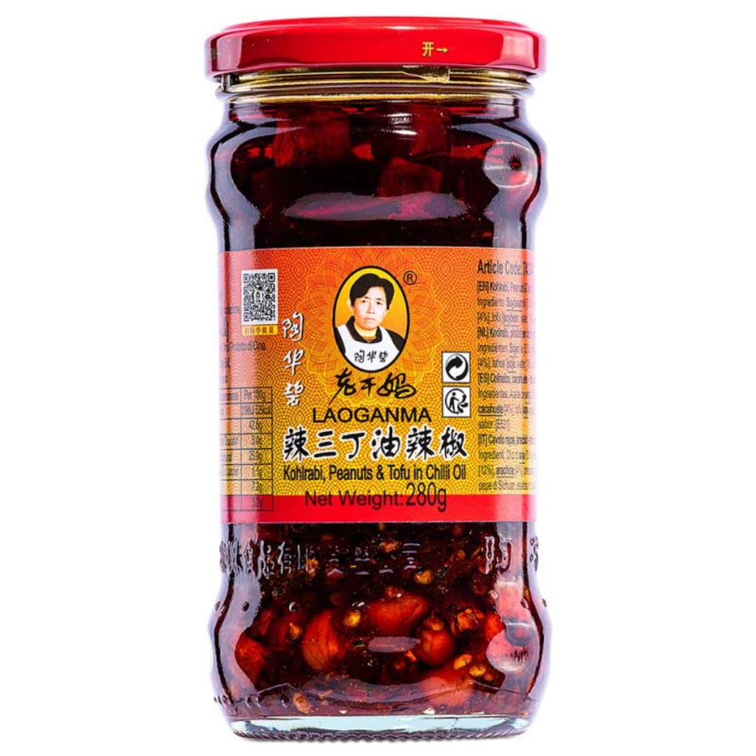 Laoganma - Kohlrabi, Peanuts & Tofu in chilli oil - 280g