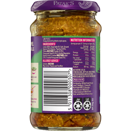 Patak´s The Original Lime Pickle Medio Picante 283g