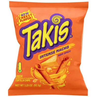 Takis Intense Nacho Non- Spicy Cheese NET WT 3.25 OZ (92.3g) x3