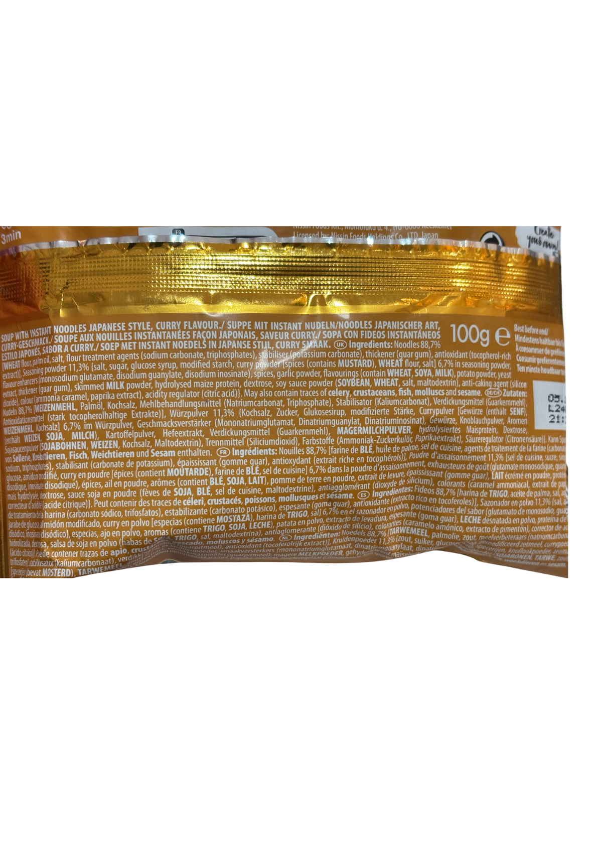 Nissin fideos curry 100g