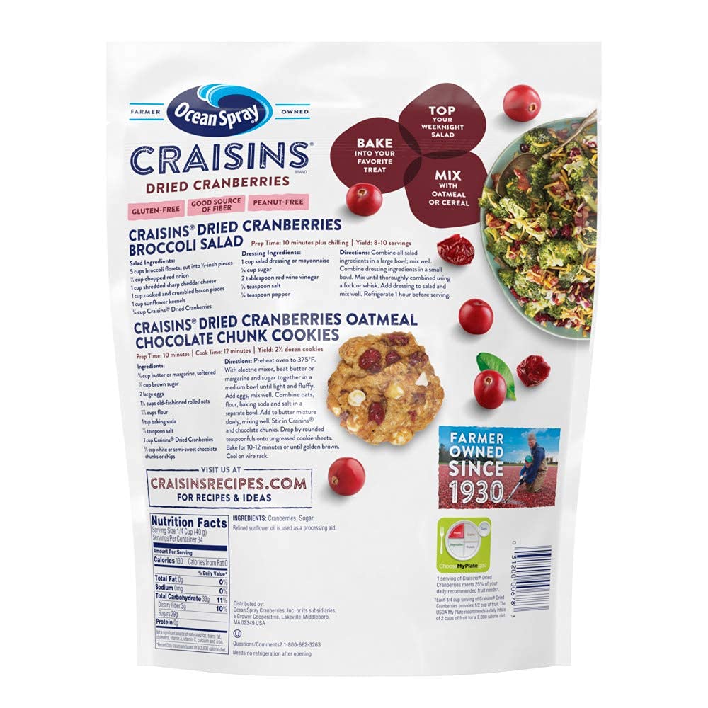 Ocean Spray Arándanos Rojos 142 gr - Bajo Contenido de Azúcar