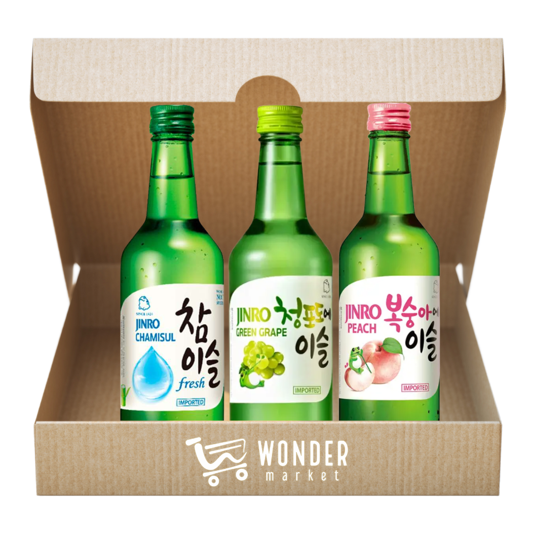 Wonderbox Soju Jinro Bebida Coreana Chamisul, uva y melocotón