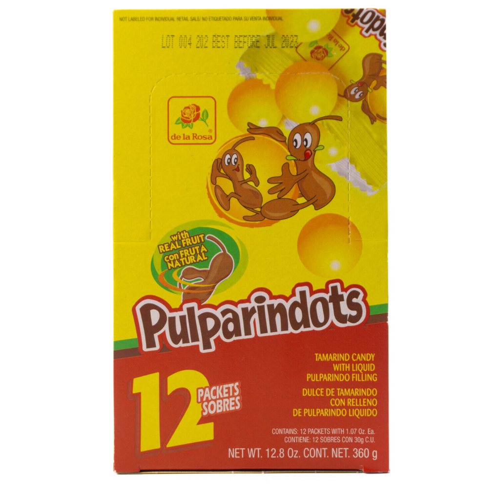 De la Rosa Pulparindots Dulce de Tamarindo Con Relleno De Pulparindo Liquido (360g) 12packs