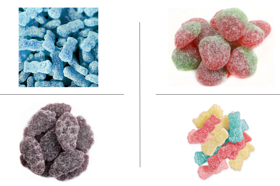 Sour Patch Kids Blue Raspberry, Strawberry, Grape, Lemonade Fest.  (102g)