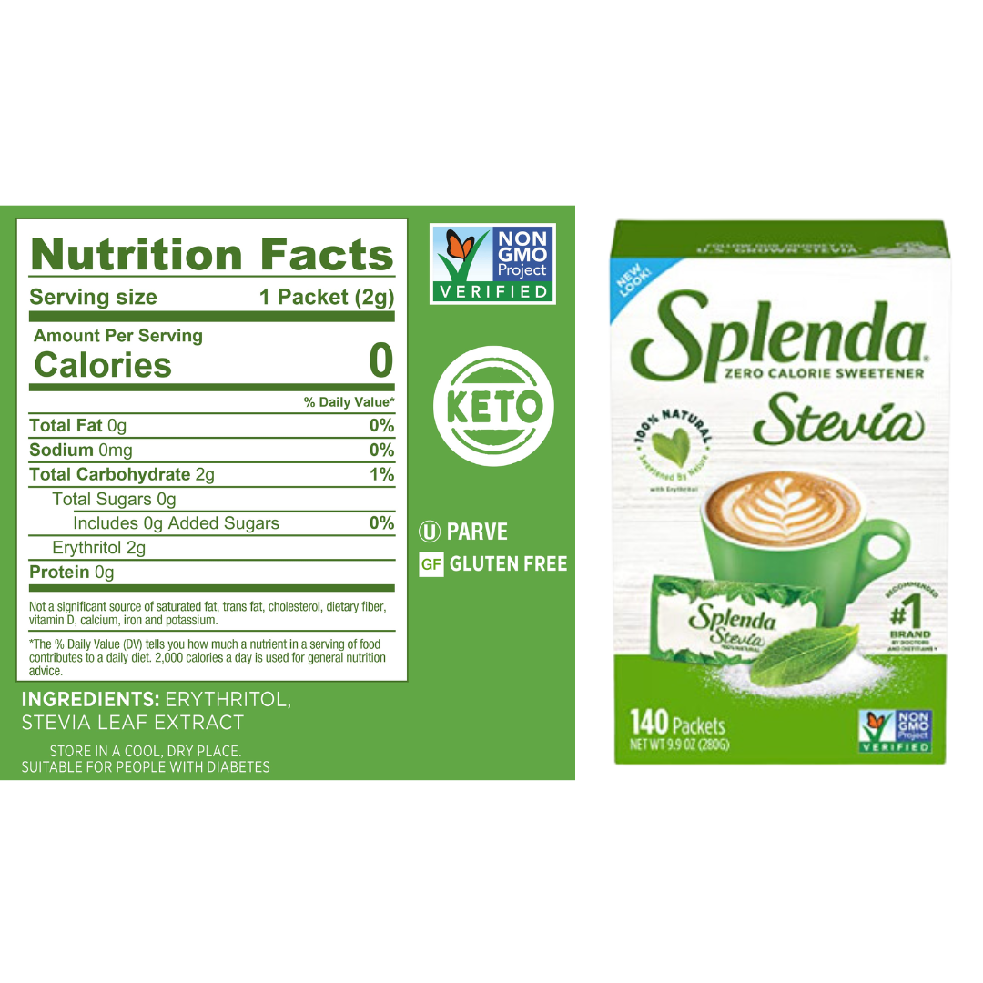 Splenda Stevia Edulcorante Zero Calorías 80gr (40 paquetes)