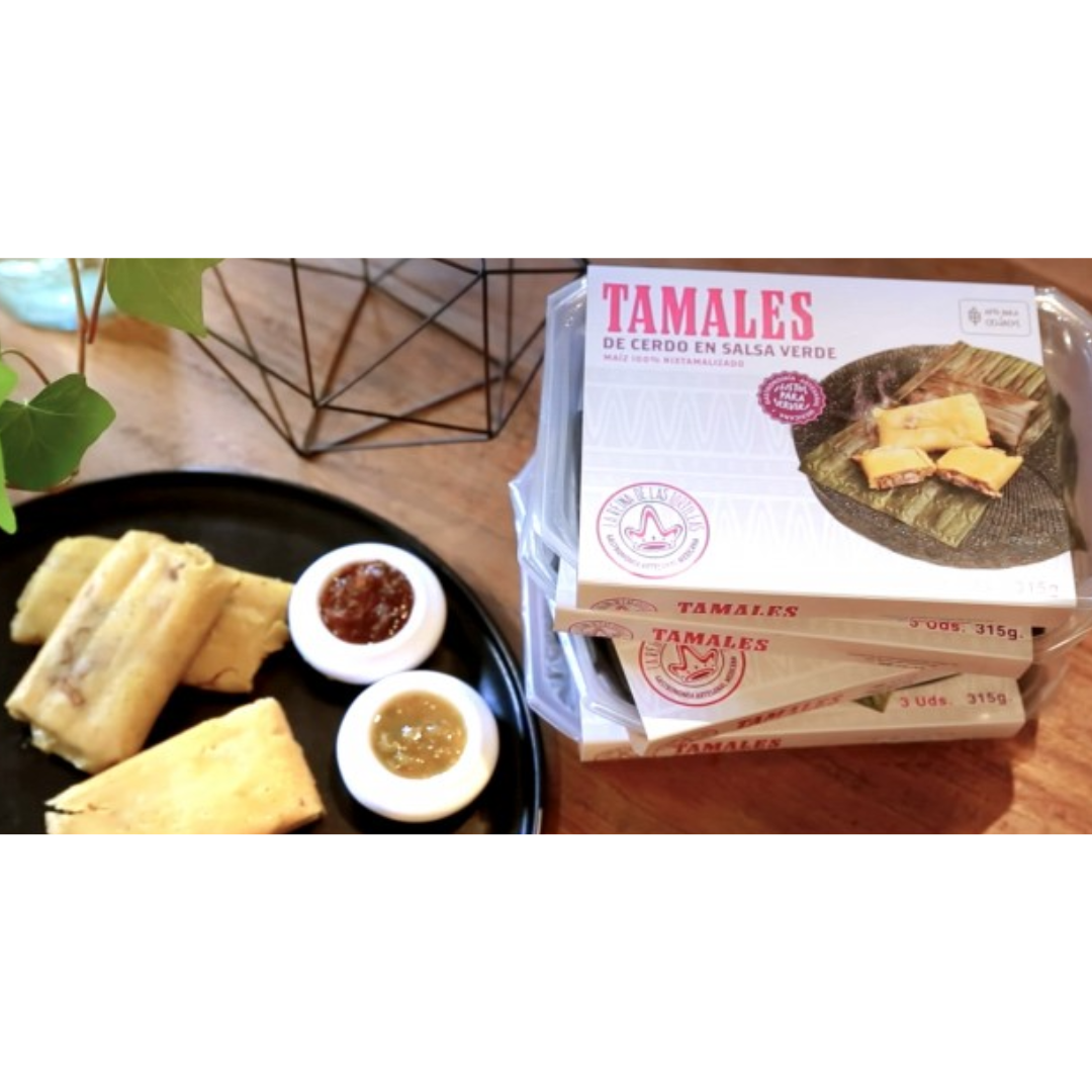 Tamales cerdo en salsa verde (3 unidades) - La reina de las tortillas