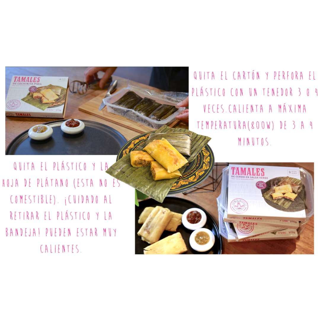 Tamales cerdo en salsa verde (3 unidades) - La reina de las tortillas