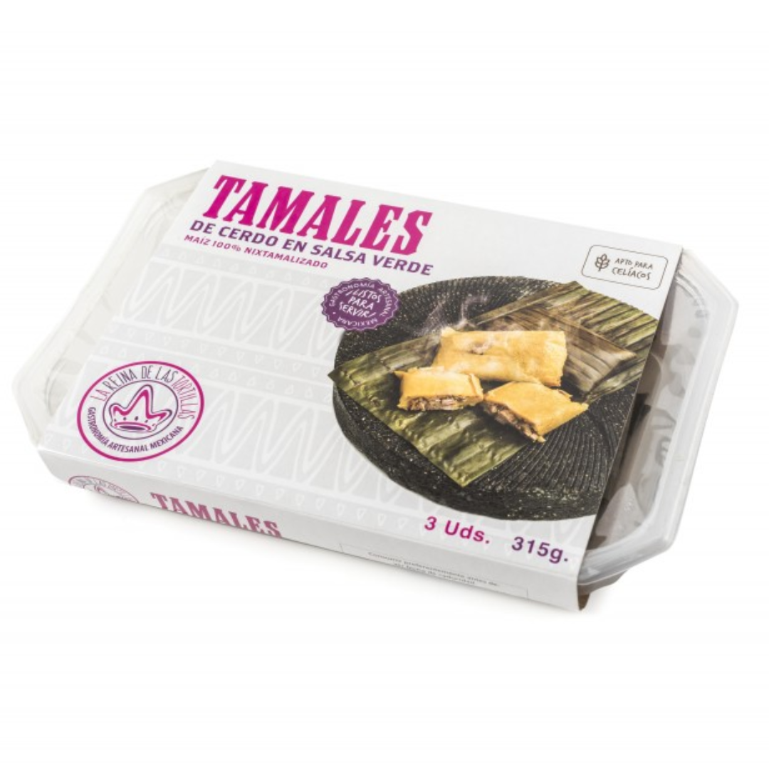 Tamales cerdo en salsa verde (3 unidades) - La reina de las tortillas