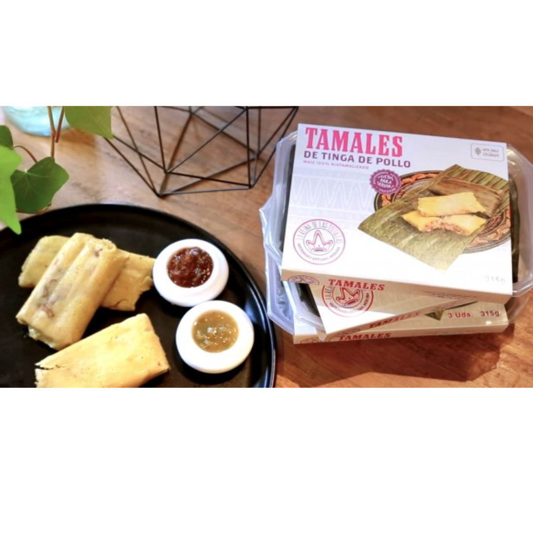 Tamales de tinga de pollo (3 unidades) - La reina de las tortillas