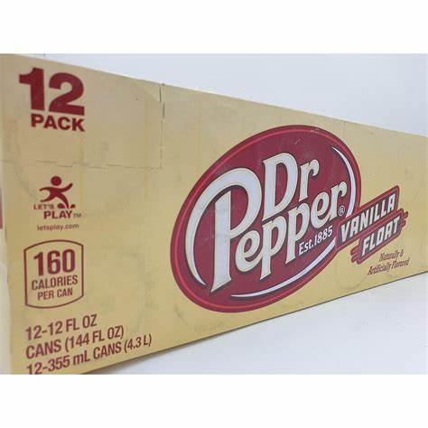 Dr Pepper Vainilla 355ml (caja 12 unidades)
