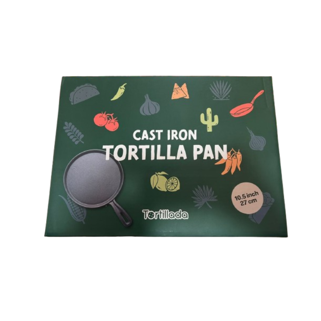 Tortillada - Sartén Plana de Hierro Fundido para Tortillas (27 cm