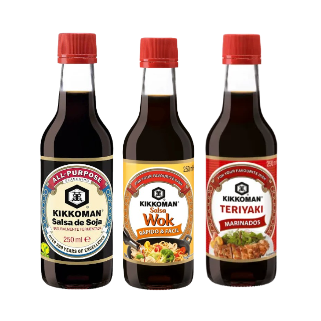 Wonderbox Pack 3 Salsas Kikkoman - original, teriyaki y wok