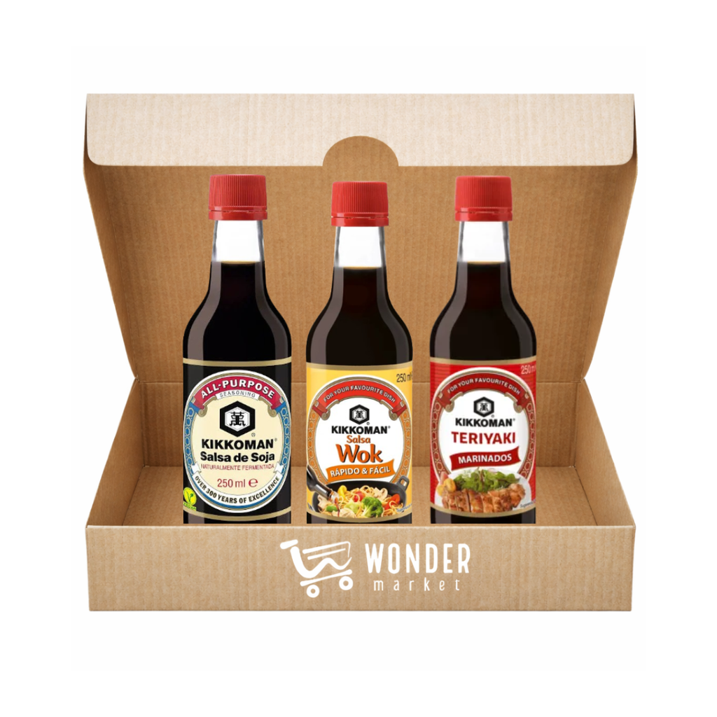 Wonderbox Pack 3 Salsas Kikkoman - original, teriyaki y wok