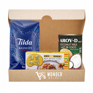 Wonderbox Curry Mild, Arroz Basmati Tilda, Leche de Coco