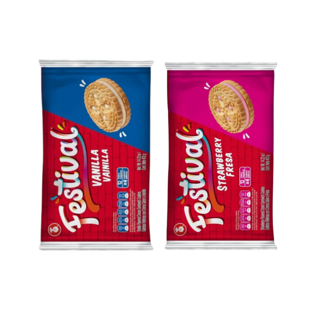 dos galletas de vainilla y de fresa