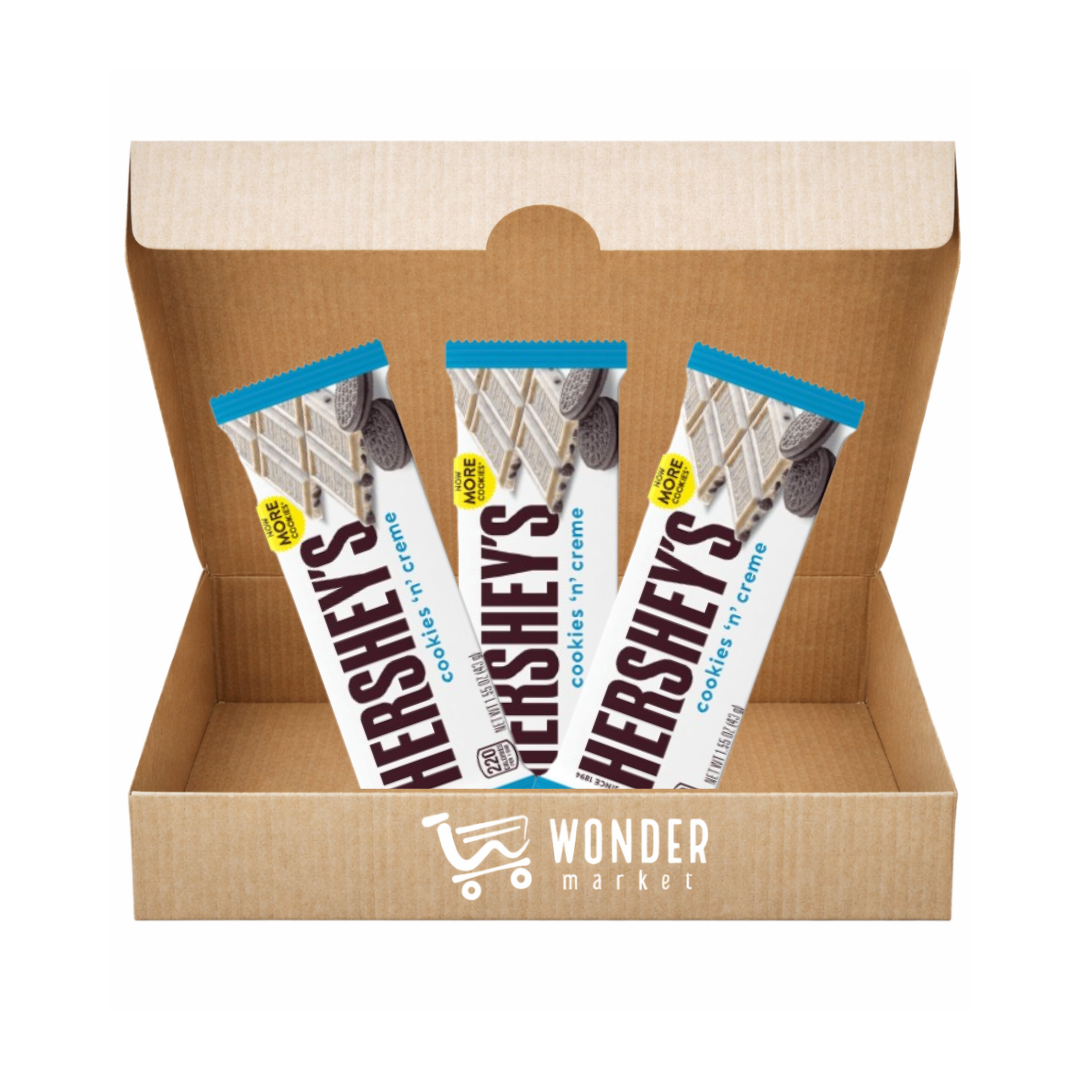 caja con 3 chocolates hershey cookie and cream